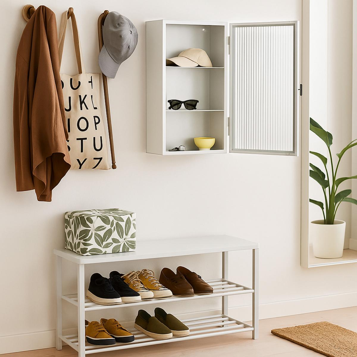 WANDSCHRANK Zundert - Weiß, Glas/Metall (35/60/15cm) - [en.casa]