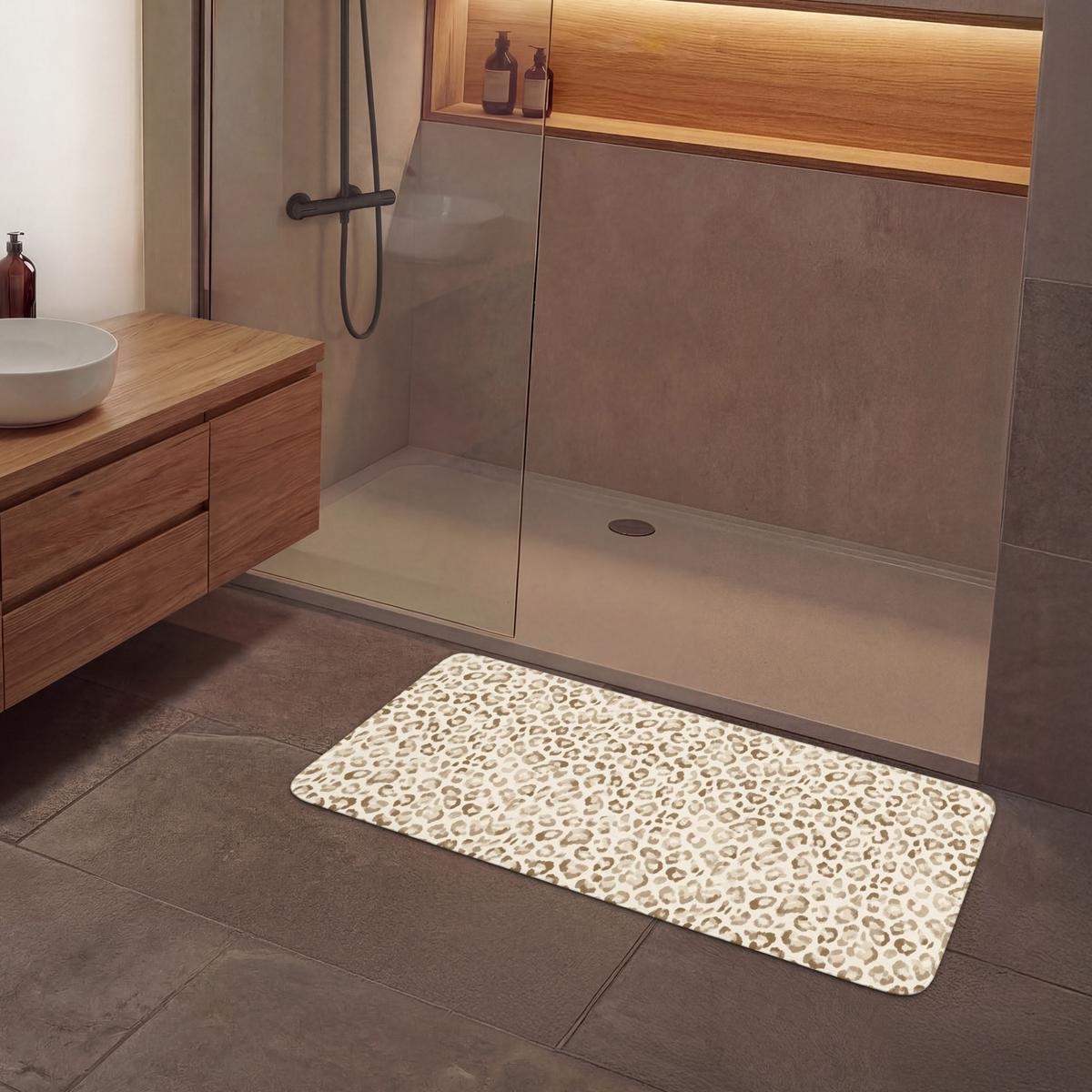 BADEMATTE Leopard - Klassisch - Beige 120x60 cm - Hellbraun, Textil (120/60cm) - OnlyWow