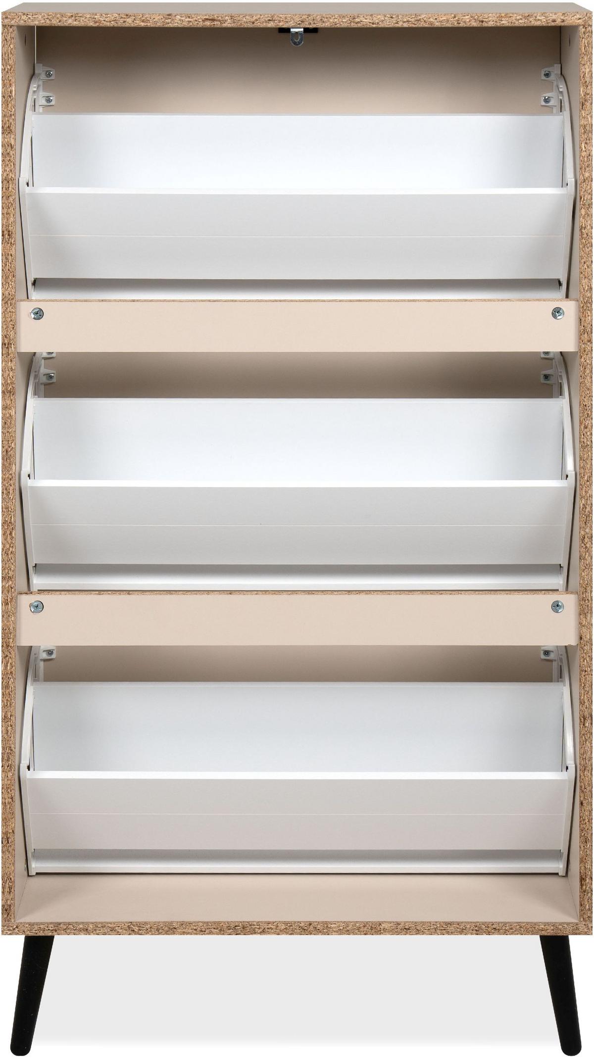 SCHUHKIPPER Vigo 49A samt 125/70/24 cm - Beige/Schwarz, Holzwerkstoff/Kunststoff (70/125/24cm) - Calicosy