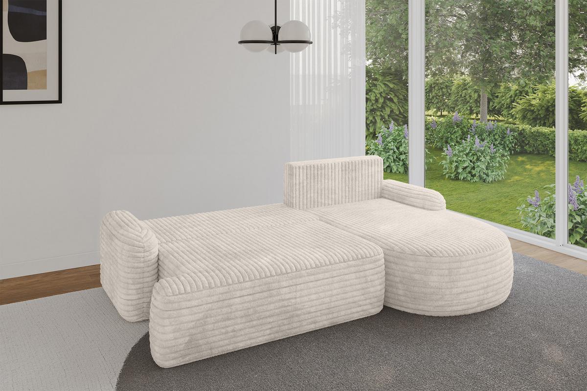 ECKSOFA mit Schlaffunktion und Bettkasten LIRA-L - 264x172x89 Creme - Creme, Holzwerkstoff/Textil (172/264cm) - ALTDECOR