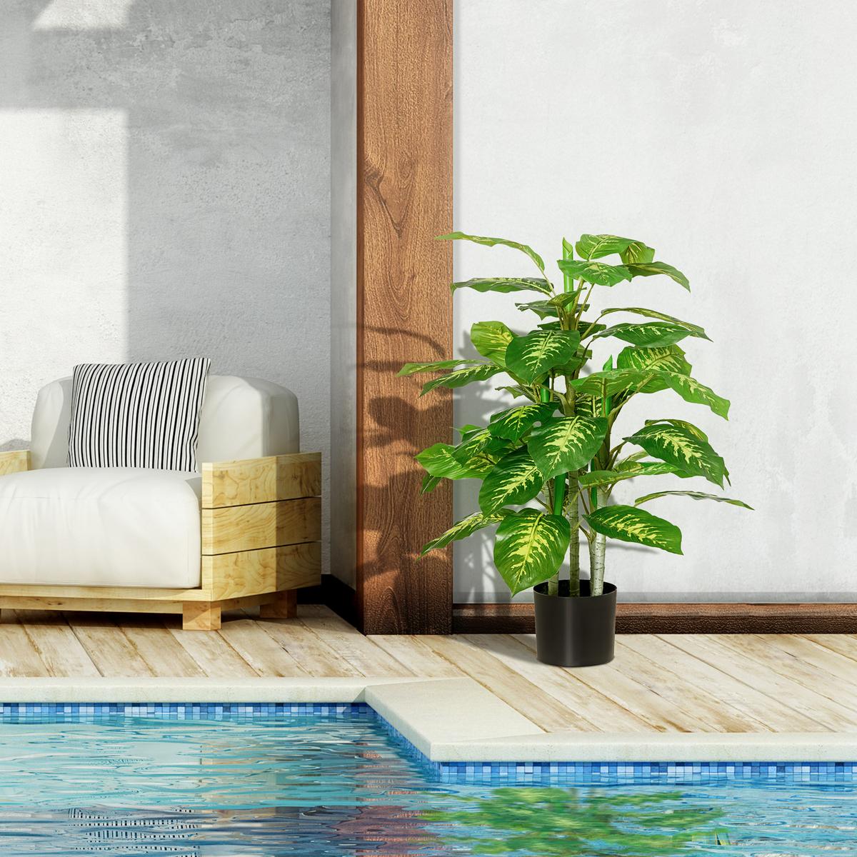 KÜNSTLICHE Dieffenbachie groß 95 cm - Grün, Kunststoff (95cm) - HOMCOM