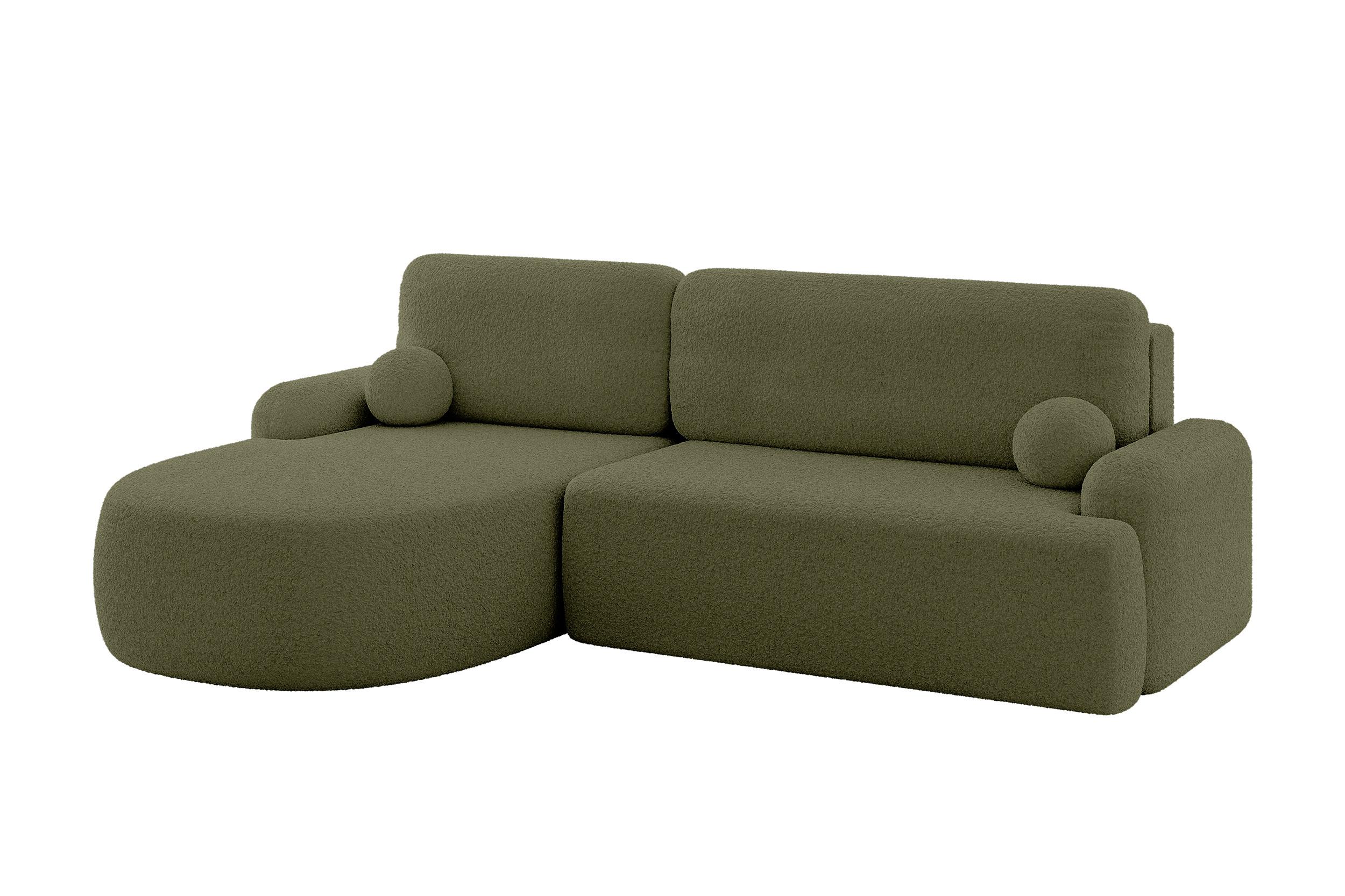 ECKSOFA mit Schlaffunktion und Bettkasten LIRA-L - 264x172x89 Grün - Grün, Holzwerkstoff/Textil (264/172cm) - ALTDECOR