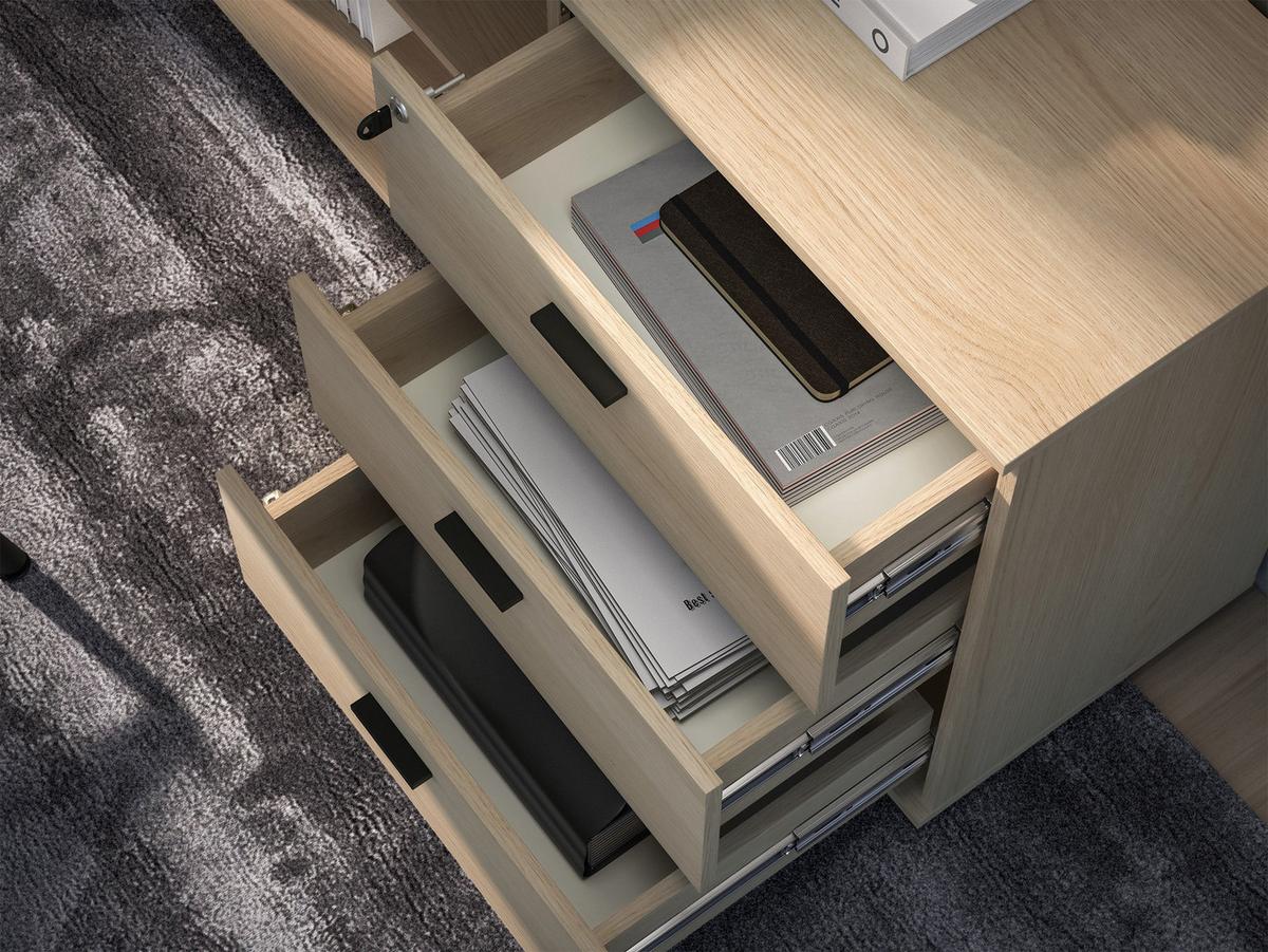 ECKSCHREIBTISCH Odelis mit 3 Schubladen 167 cm - Beige/Schwarz, Holzwerkstoff/Metall (138/167.9/76.6cm) - Selsey