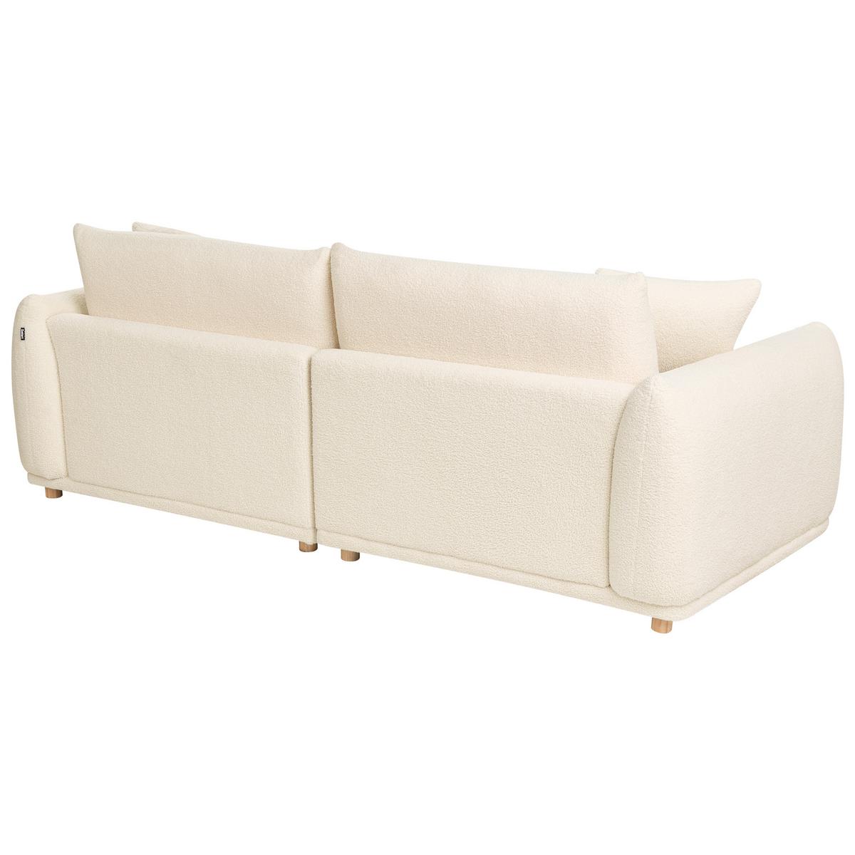 3-SITZER-SOFA Bouclé Cremeweiß Jubek - Creme, Textil (214/81/104cm) - Beliani