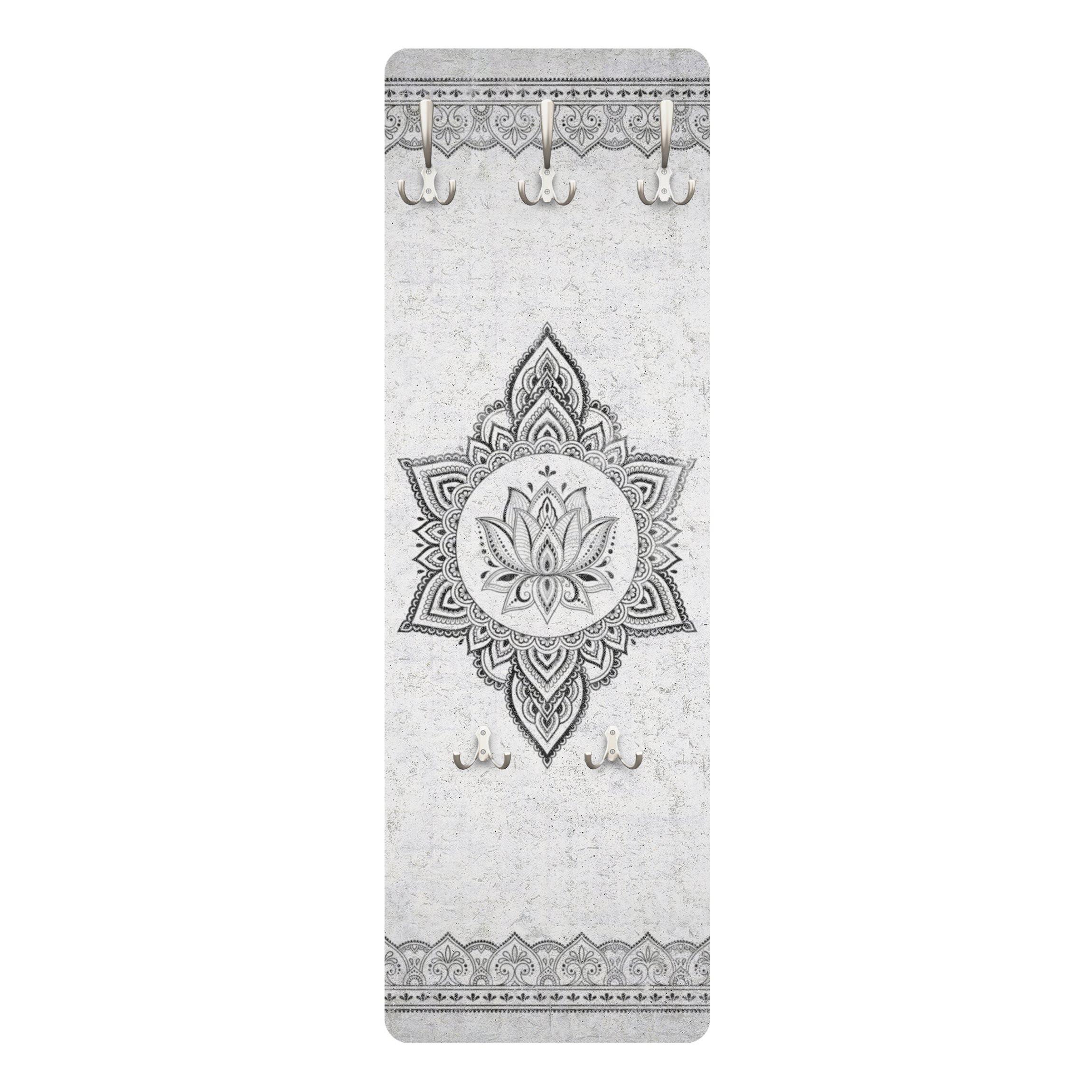 WANDGARDEROBE - Mandala Lotus Betonoptik 34/105 cm - Grau, Holzwerkstoff (34/105/1.6cm) - Bilderwelten