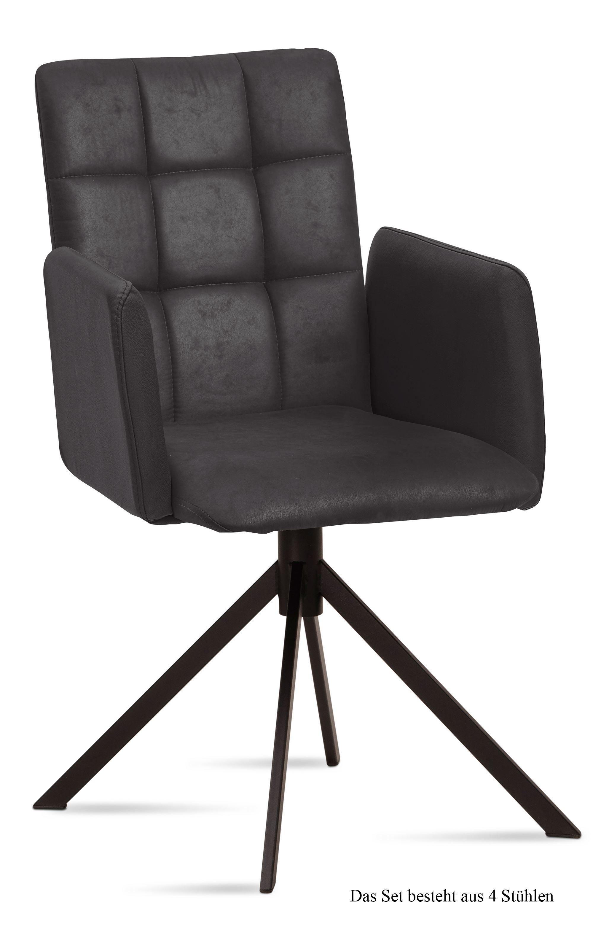 ARMLEHNSTUHL (4er-Set) Drusi 52x91x60 Schwarz/Anthrazit - Anthrazit/Schwarz, Kunststoff (60/91/52cm) - 58aufmkessel