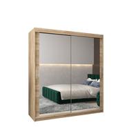 SCHWEBETÜRENSCHRANK 200/180/62 2-türig - Silberfarben/Sonoma Eiche, Holz/Kunststoff (180/200/62cm) - MÖBEL KRYSPOL