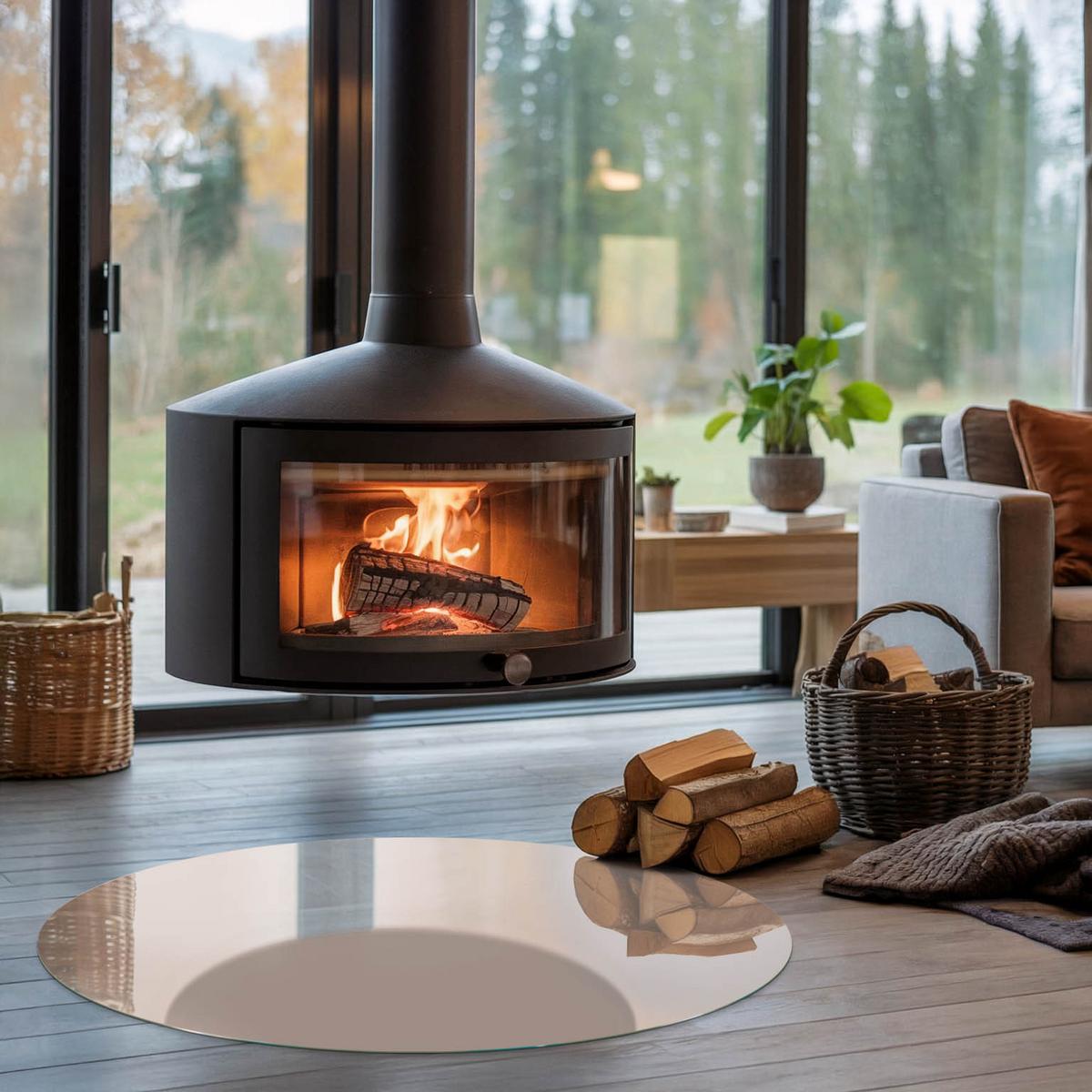 GLASPLATTE für Kamin Ø 100 cm - Orange, Glas (100/100/0.4cm) - TULUP