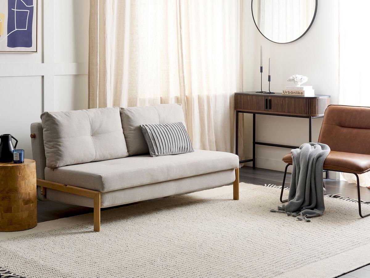 2-SITZER-SCHLAFSOFA beige Edland - Hellbraun/Beige, Textil (152/76/96cm) - Beliani