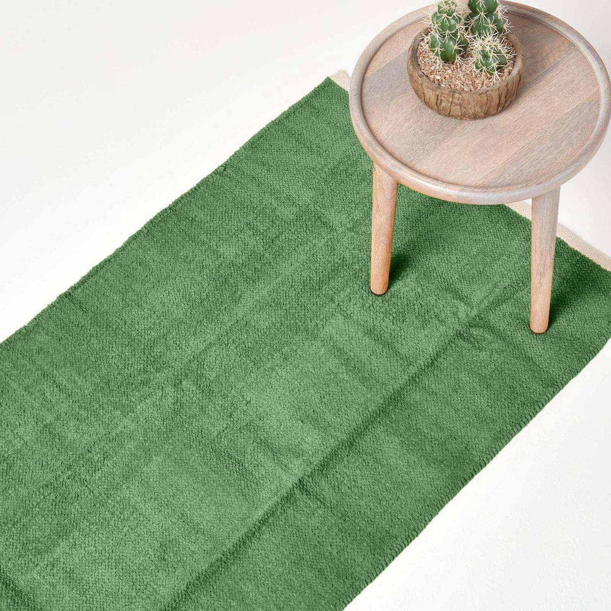 HANDWEBTEPPICH-LÄUFER Chenille 66/200 cm - Dunkelgrün, Textil (66/200cm) - Homescapes