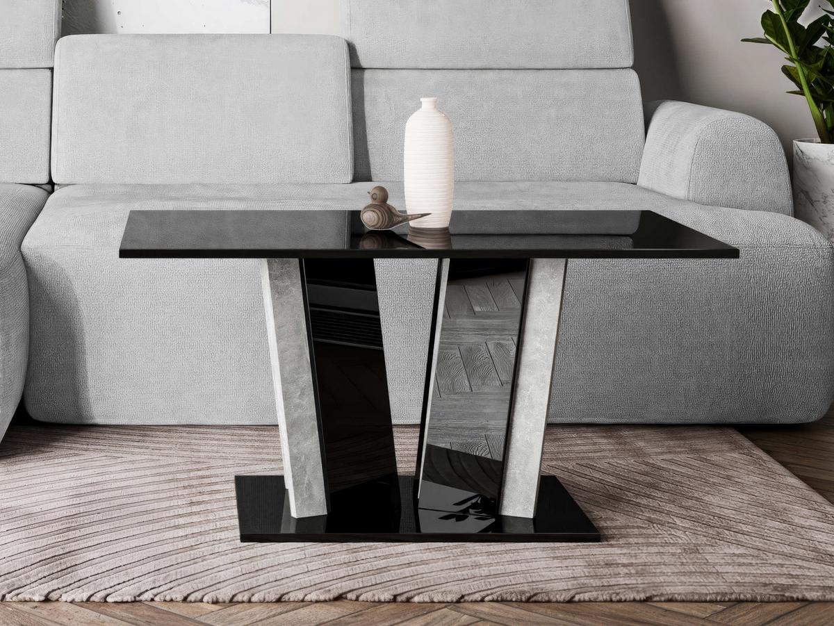 COUCHTISCH Doha II - Schwarz Hochglanz/Grau, Holzwerkstoff (60/100/55cm) - MIRJAN24