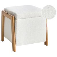 POUF mit Stauraum Bouclé 45 cm Weiß Edland - Weiß, Textil (45/44/43cm) - Beliani