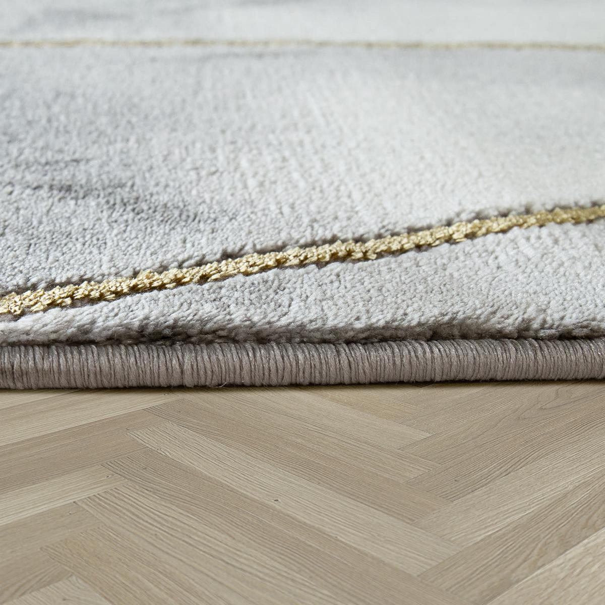 KURZFLORTEPPICH, in Marmoroptik, aus Polyproylen, Florhöhe 12 mm, Gold, 80 x 150 cm - Goldfarben, Textil (150/80cm) - KADIMA DESIGN