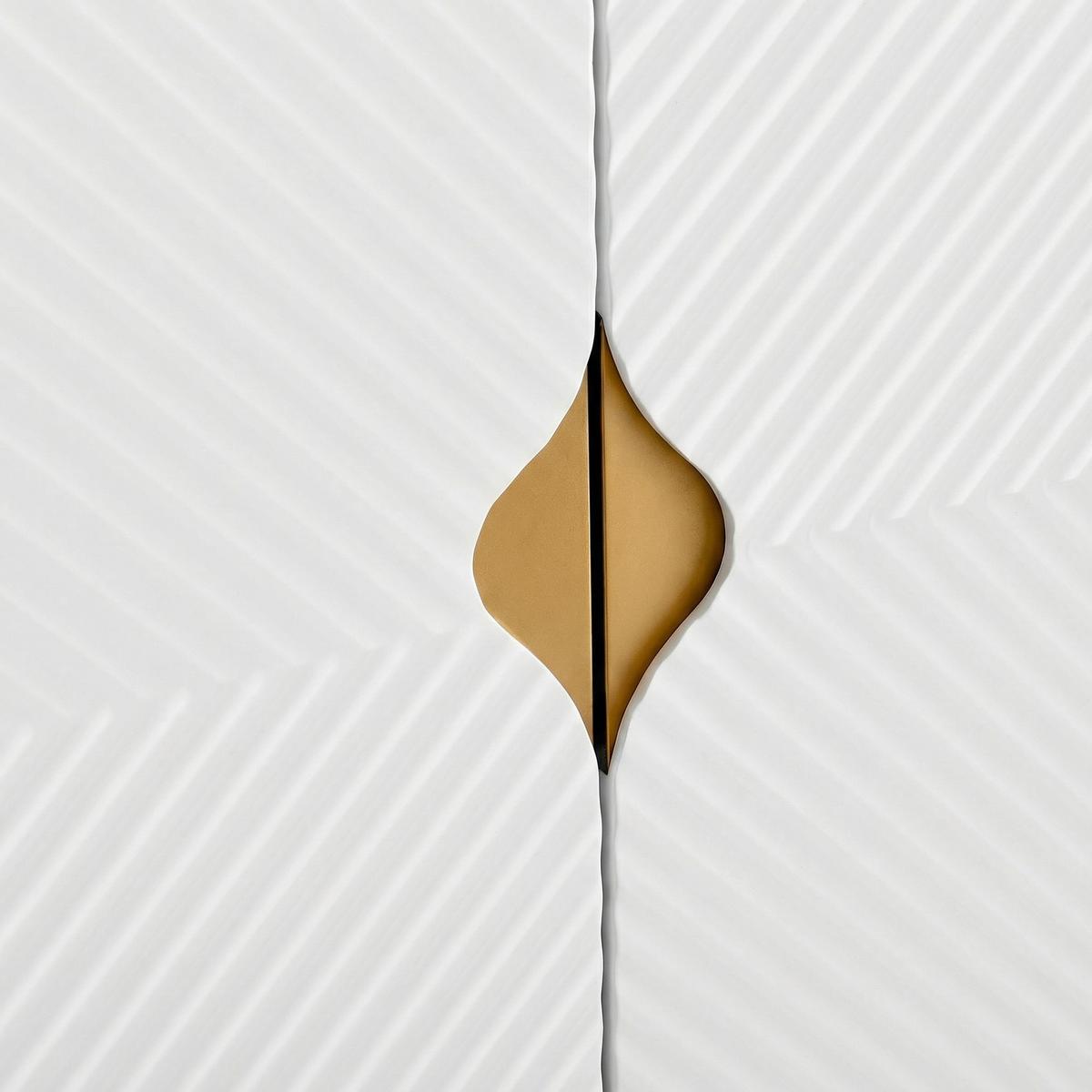 SIDEBOARD weiß & gold, erhabene textur & 4 türen - Weiß, Holzwerkstoff (160/82/40cm) - Urban Meuble