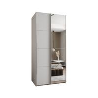 SCHWEBETÜRENSCHRANK 245,5/110/64 2-türig - Silberfarben/Weiß, Holz/Metall (110/245/64cm) - Abiks Möbel