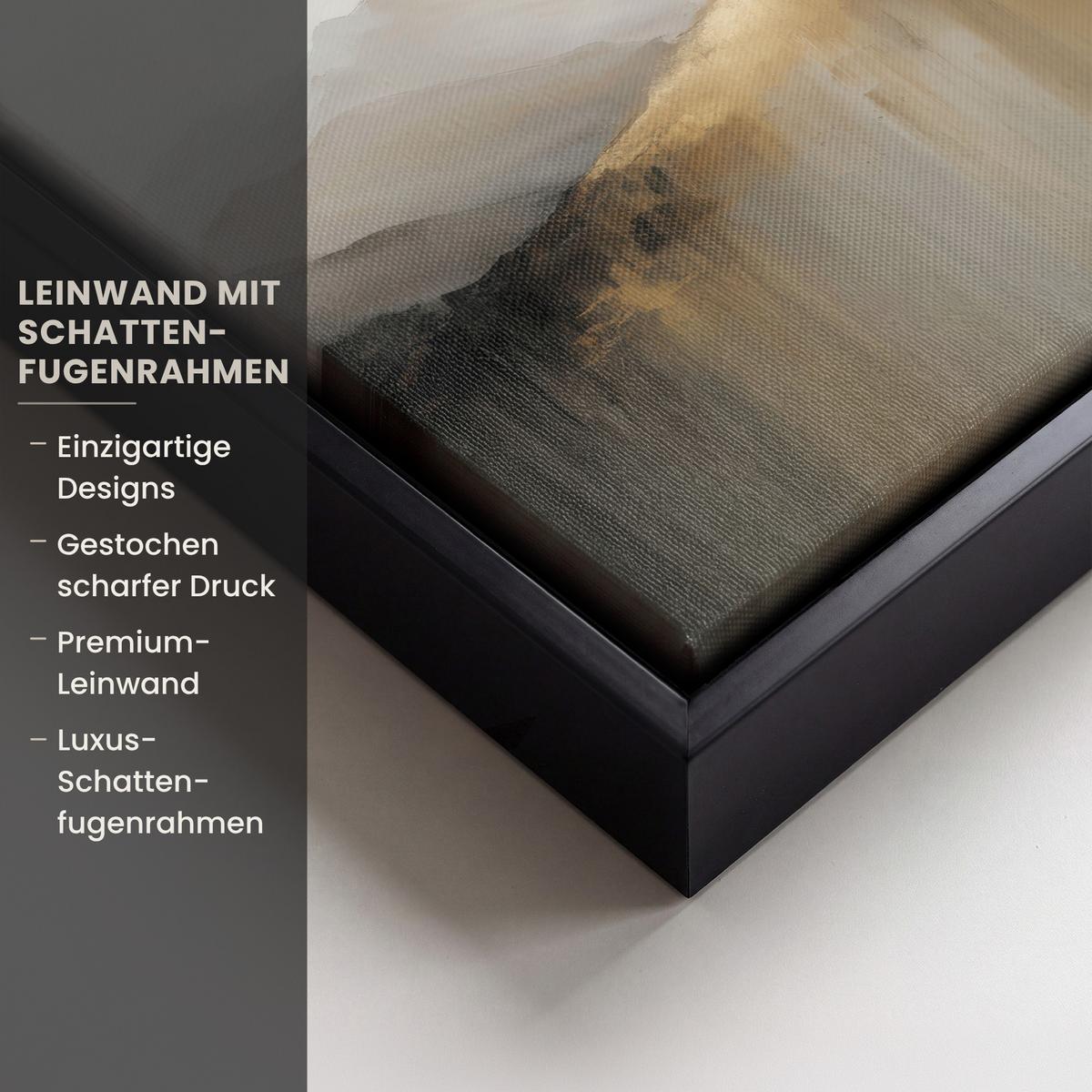 LEINWAND Bilder mit Rahmen - Hügel - Abstrakt - Kreuz - Christentum - 20x20 - Beige, Textil (20/20cm) - MuchoWow