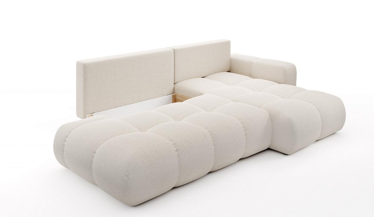 ECKSOFA DUCA R-S Beige Jersey mit Schlaffunktion - Creme, Holz (266.5/266.5cm) - MASSENO