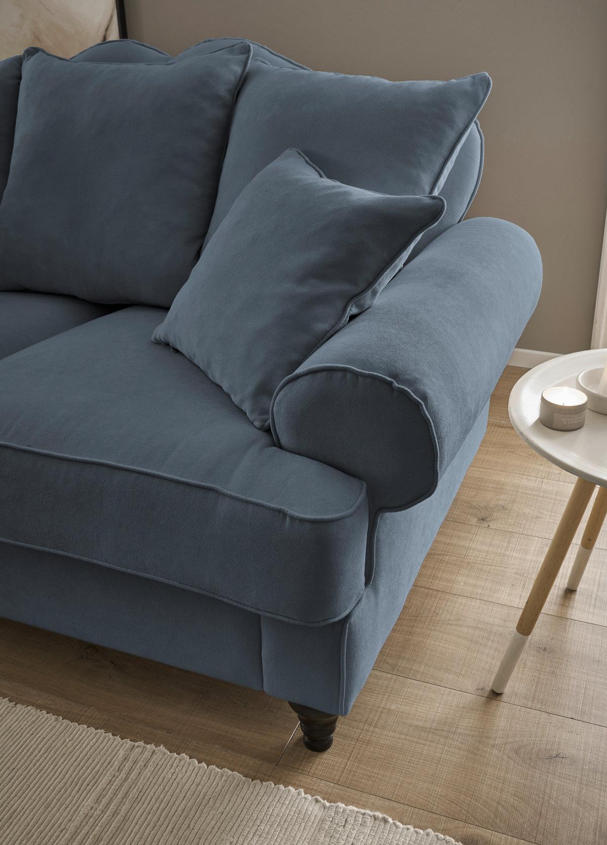 SOFA blau Landhaus, Couch 2-Sitzer 170 cm - Blau, Holz/Textil (170/95/100cm) - Furn.Design