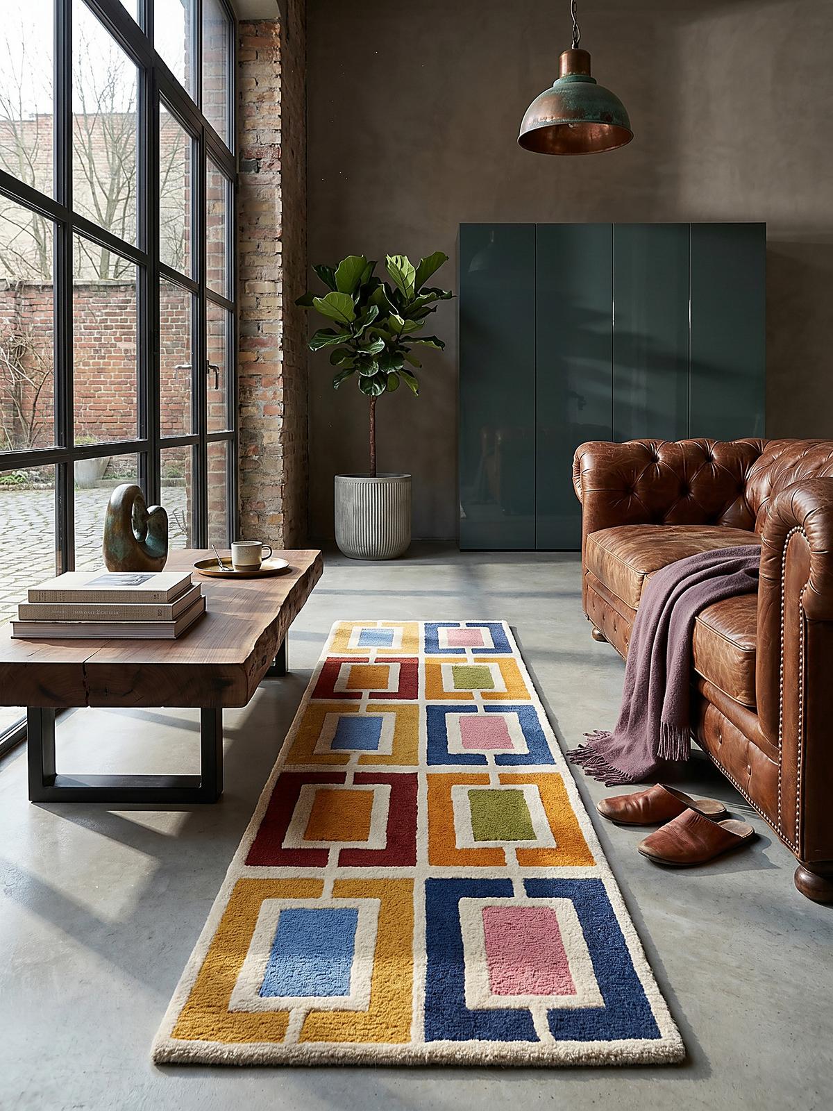 WOLLTEPPICH DERWENT, geometrisch, Orange-Bunt, 60 x 230 cm - Multicolor, Textil (230/60cm) - KADIMA DESIGN
