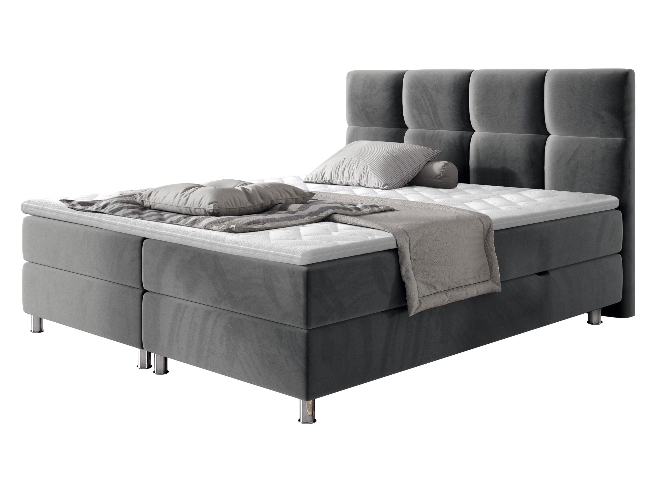 BOXBETT Dave - H3 - Chromfarben/Grau, Holz/Textil (160/200cm) - MIRJAN24