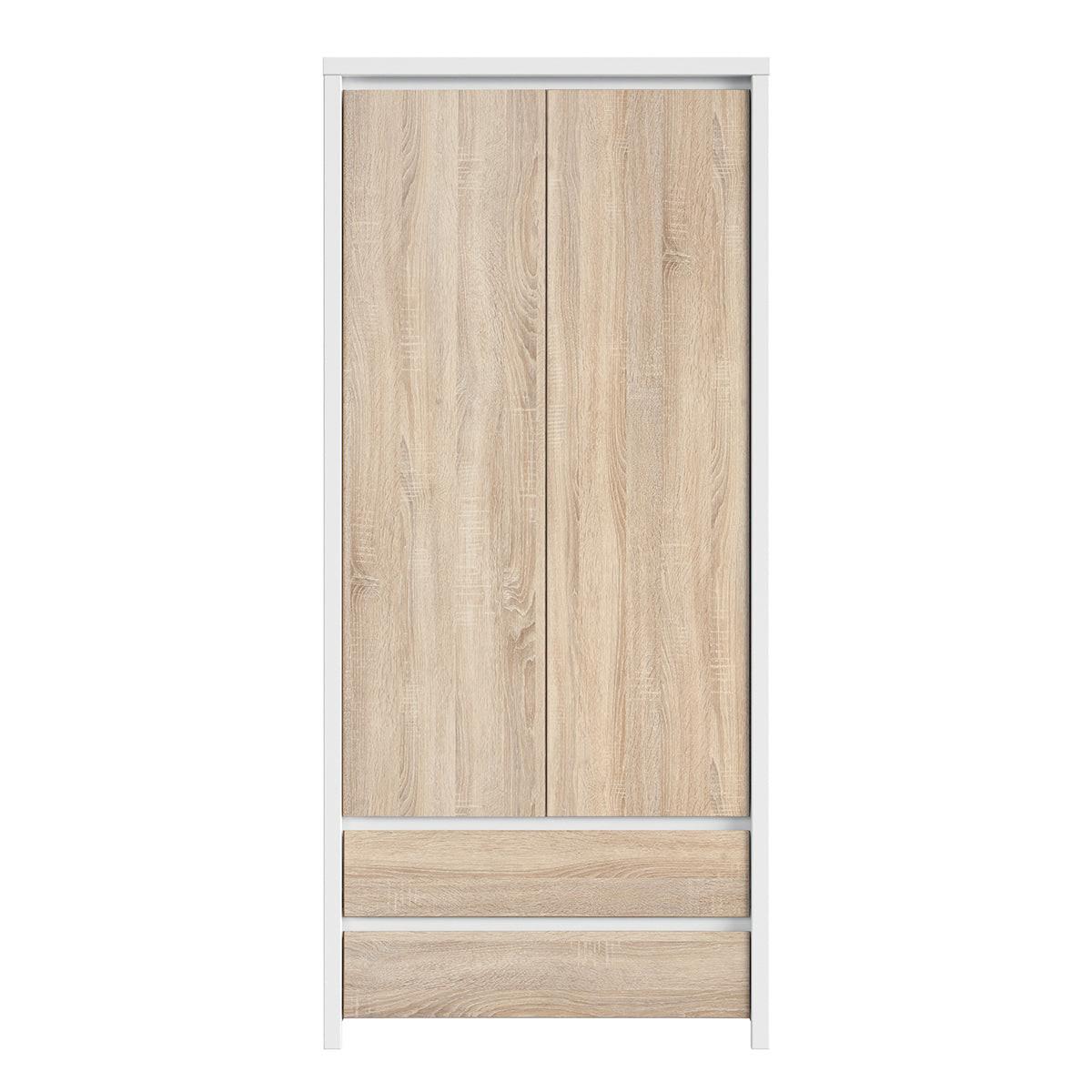 SCHRANK 2 Türen Soren Holz und Weiß - Weiß, Holzwerkstoff (90/200/55cm) - Petits-meubles
