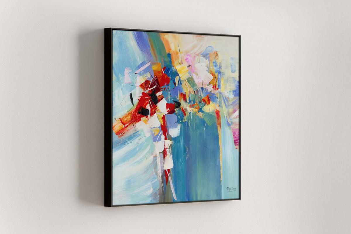 ACRYLBILD HANDGEMALT 80/80 cm - Blau/Multicolor, Holz/Textil (80/80cm) - KUNSTLOFT