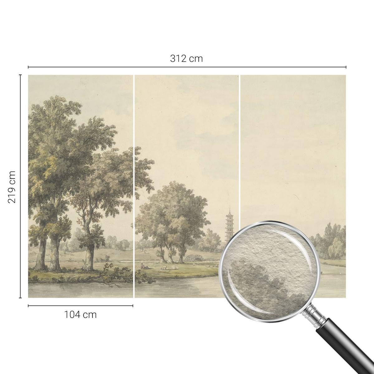 FOTOTAPETE 312x219 cm - Ein ruhiger Park - Grau, Textil (312/219cm) - Wallfluent