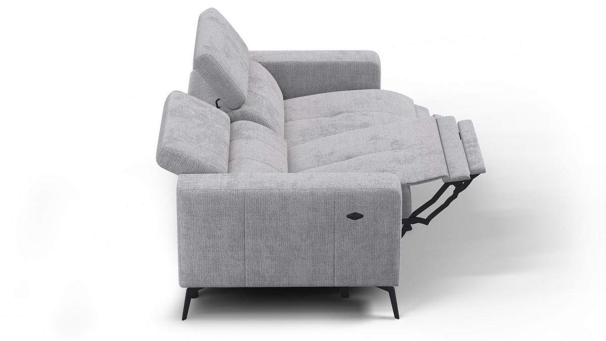 RELAXSOFA MORELLO 3-Sitzer, hellgrau, 2 x Relax Zero Gravity - Hellgrau, Holz/Textil (206/82/103cm) - Wozimo