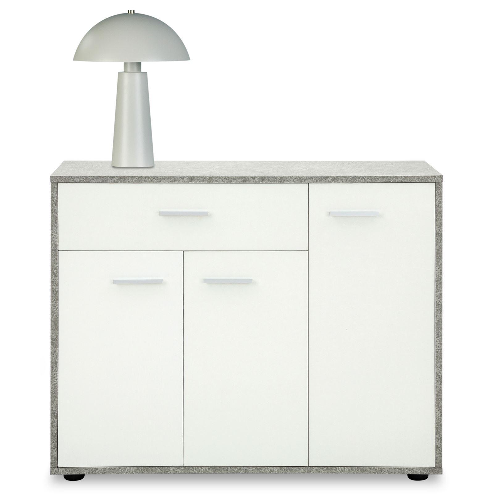 SCHUHSCHRANK DEUSTO Betonoptik/weiß - Weiß/Grau, Holzwerkstoff (88/70/35cm) - CARO-Möbel