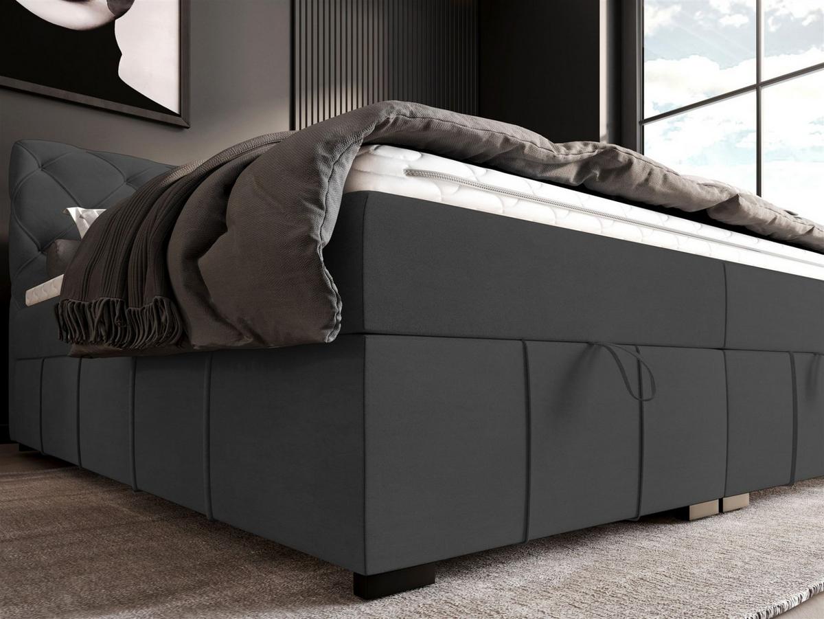 BOXBETT Gisel - Dunkelgrau, Holzwerkstoff/Textil (120/200cm) - Fun Möbel