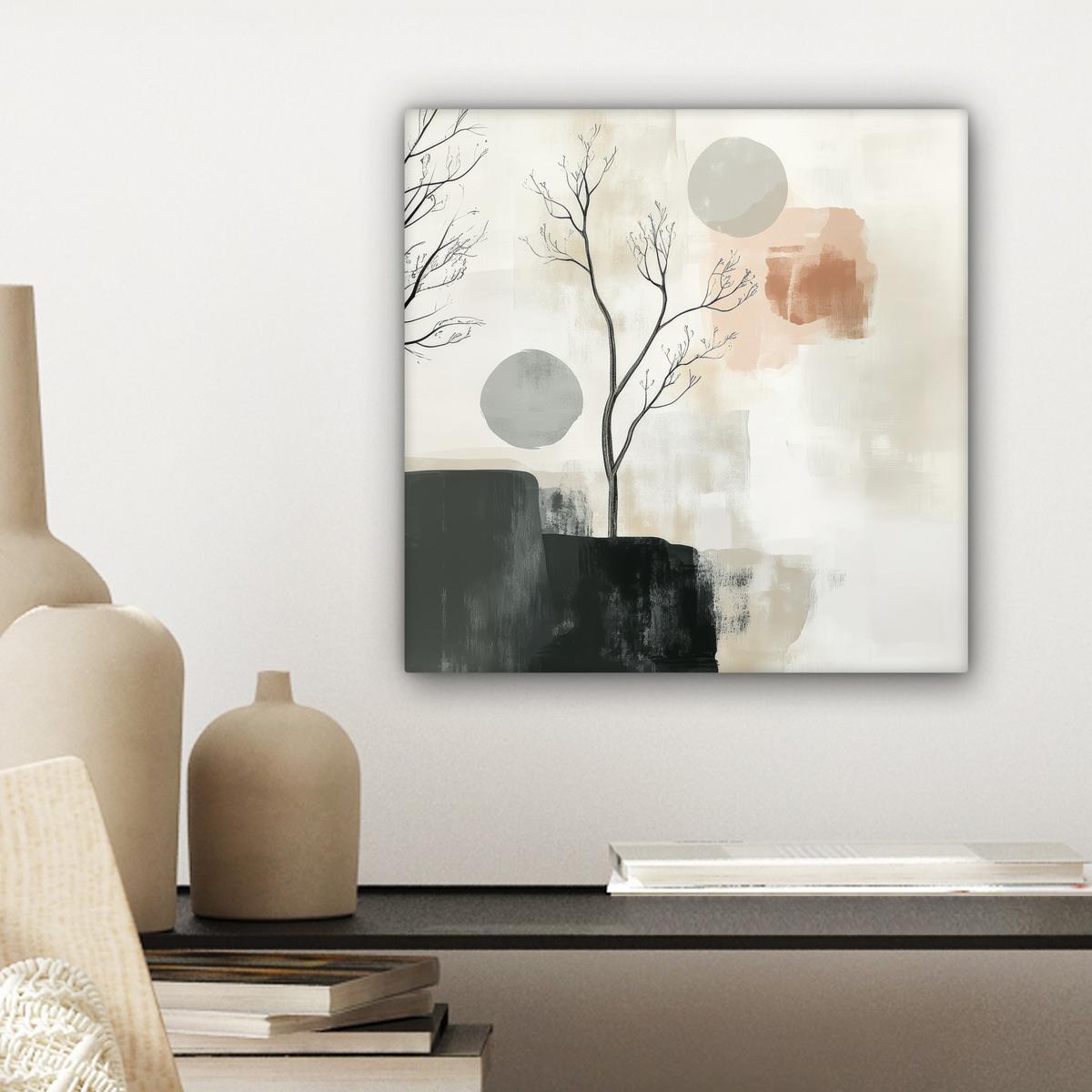 LEINWANDBILD Wabi sabi - Beige - Pflanze Deko Wohnzimmer 20x20 cm - Sandfarben, Textil (20/20cm) - MuchoWow