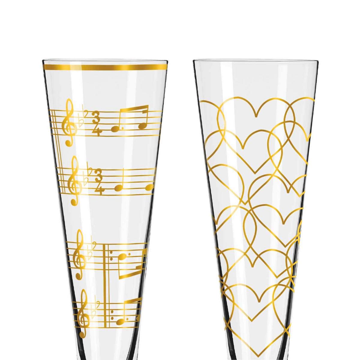 CHAMPAGNERGLÄSER Goldnacht gold 205 ml 2er Set - Goldfarben, Glas (0.205L) - Ritzenhoff