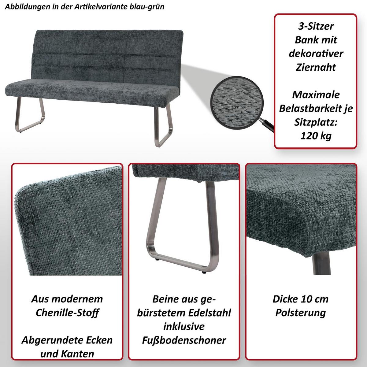SITZBANK Cremeweiß - Weiß, Textil (160/100/65cm) - MCW