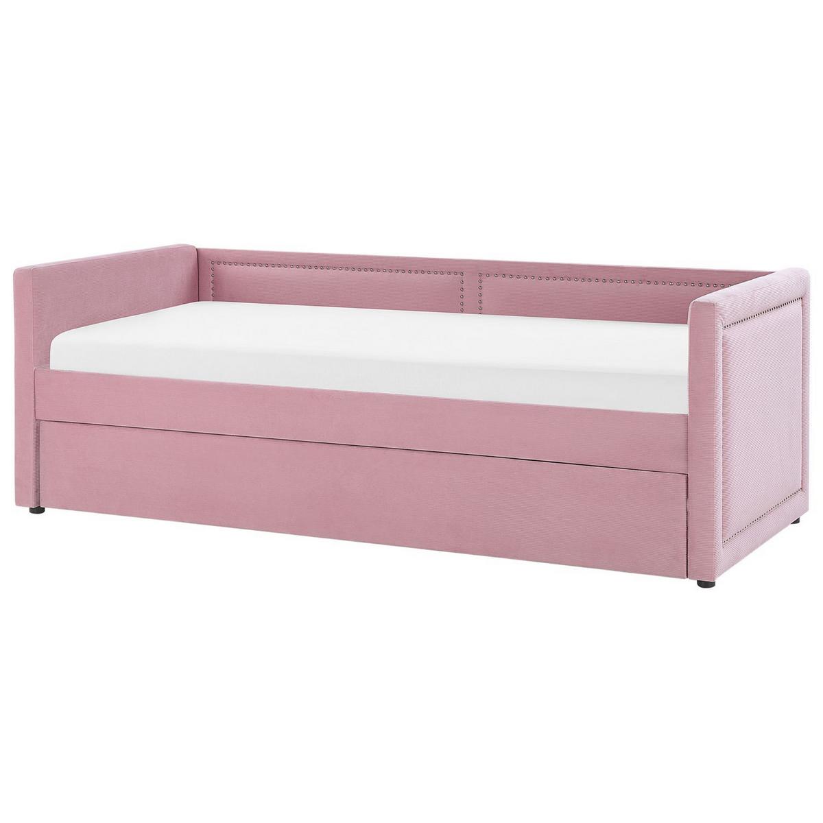 TAGESBETT 90/200cm Rosa Mimizan - Pink, Naturmaterialien/Textil (90/200cm) - Beliani