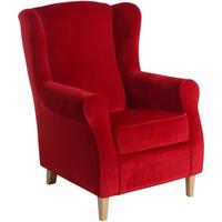 OHRENSESSEL Karlen Bezug Samtvelours Buche natur / rot - Rot/Buchefarben, Kunststoff (86/103/77cm) - 58aufmkessel