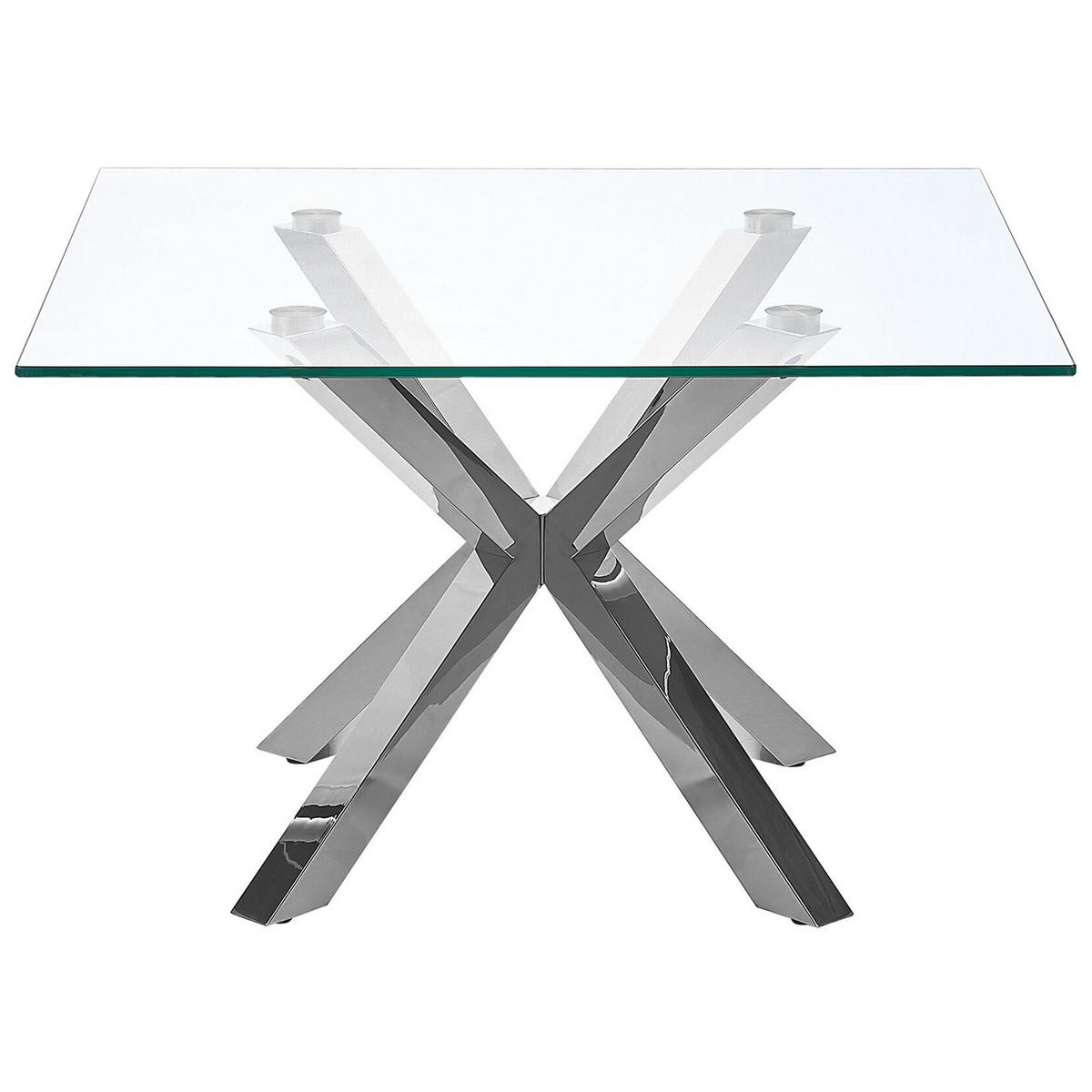 COUCHTISCH Glas Silber quadratisch 70/70 cm Starlight - Transparent/Silberfarben, Glas (70/70/44cm) - Beliani