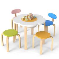 KINDERSCHREIBTISCH-SET Blumenförmig mehrfarbig(5-tlg) - Multicolor, Holzwerkstoff (60/45/60cm) - COSTWAY
