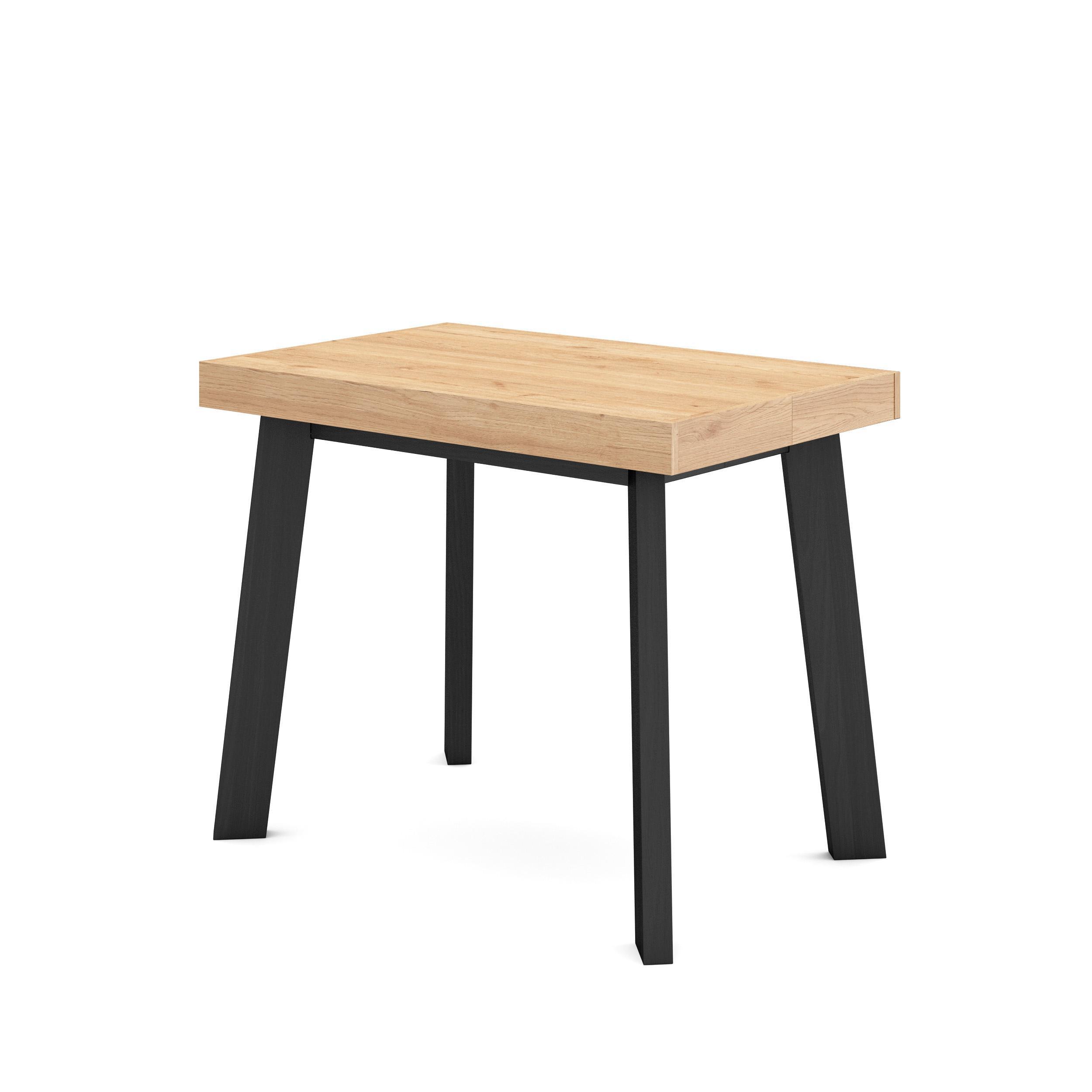 KONSOLENTISCH ausziehbar 58 bis 140cm, für 6 Gäste, eiche, schwarz, 90/58/73cm - Eichefarben/Schwarz, Holzwerkstoff (90/140/73cm) - Skraut Home