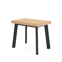 KONSOLENTISCH ausziehbar 58 bis 140cm, für 6 Gäste, eiche, schwarz, 90/58/73cm - Eichefarben/Schwarz, Holzwerkstoff (90/140/73cm) - Skraut Home