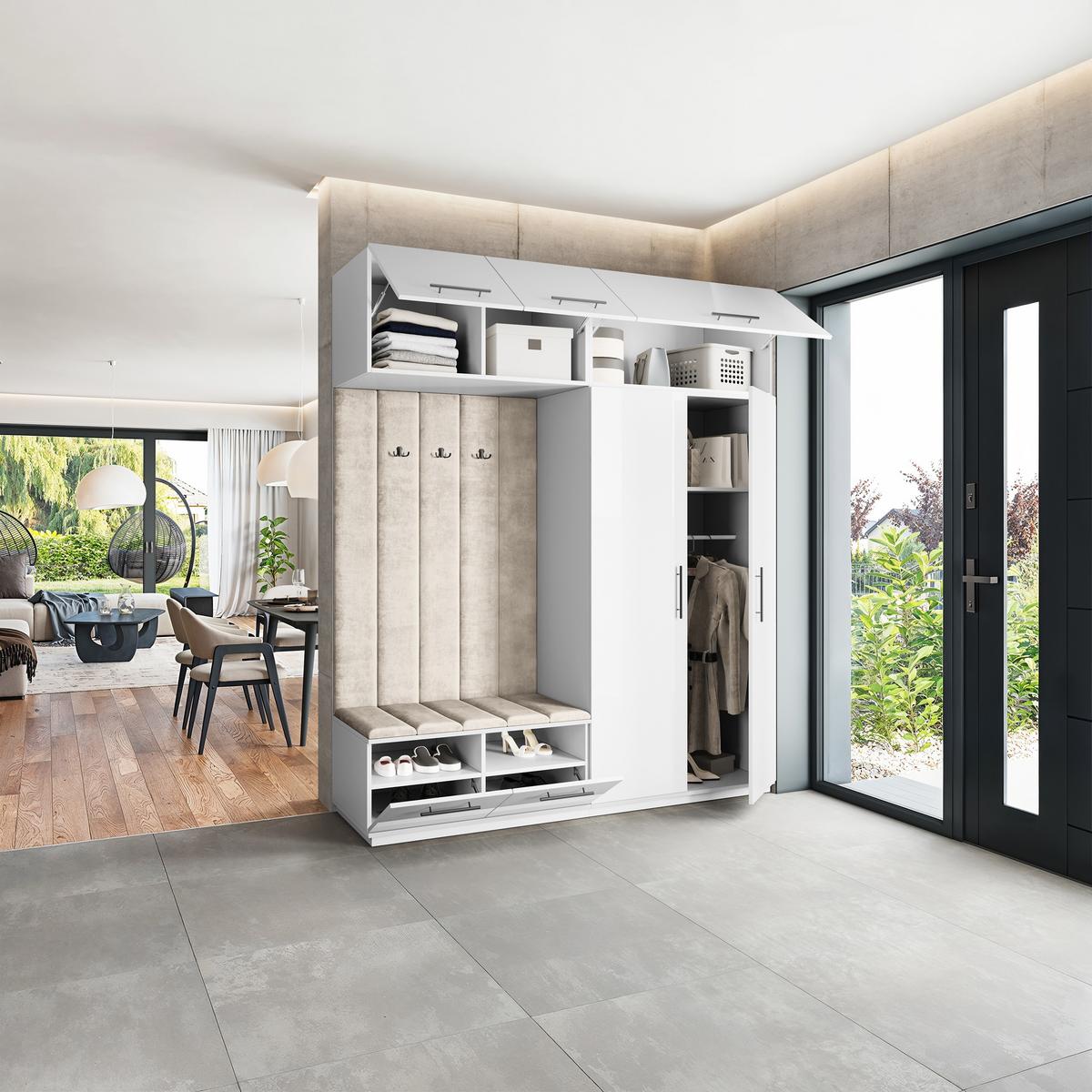 GARDEROBENSCHRANK REMA 200/240/60 cm Modern Weiß - Beige/Weiß, Holzwerkstoff (200/240/60cm) - MASSENO