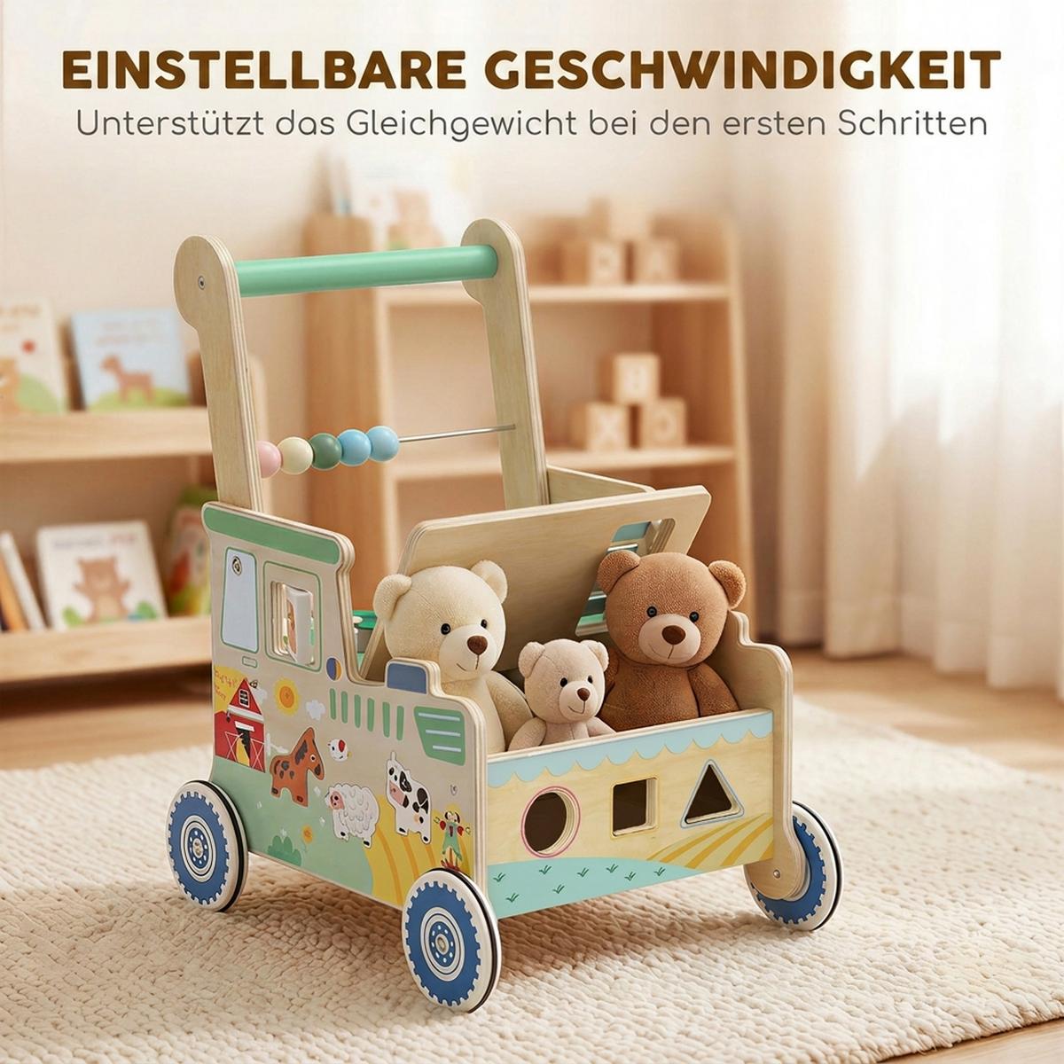 BABY-LAUFLERNWAGEN Mehrschichtplatte Grün - Grün, Holzwerkstoff (31.5/47/41cm) - AIYAPLAY