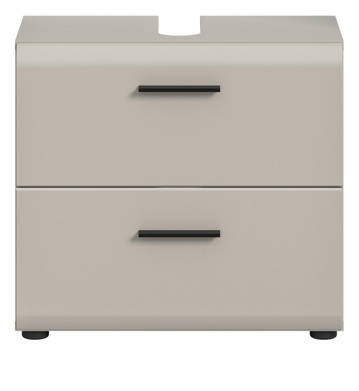 WASCHBECKENUNTERSCHRANK Kaschmir 60 cm, Badschrank mit Vollauszug-Schubladen - Kaschmir/Schwarz, Holzwerkstoff/Kunststoff (60/55/30cm) - Inn.Furn