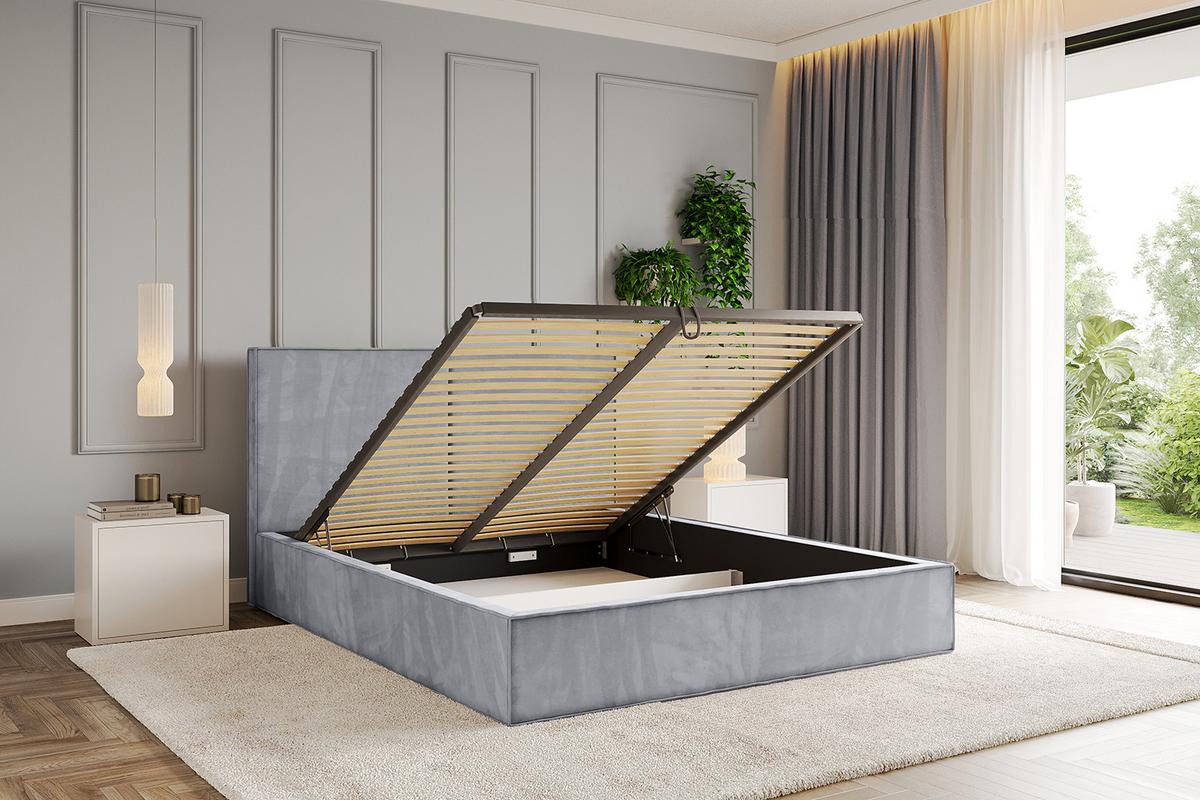 POLSTERBETT mit Bettkasten und Lattenrost, Boxbett ohne Matratze - EMMI 180x200 Hellgrau - Hellgrau, Holzwerkstoff/Textil (180/200cm) - ALTDECOR