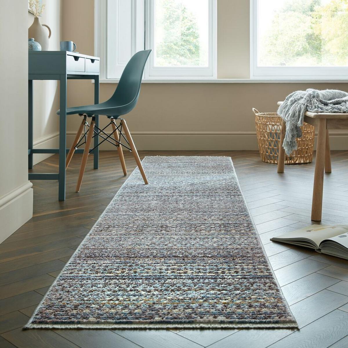 TEPPICH PERRAN, gestreift, Blau, 66 x 300 cm - Blau, Textil (300/66cm) - KADIMA DESIGN