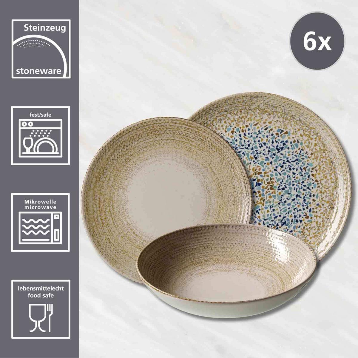 TELLER-SET Rimini beige 18-tlg. - Beige, Keramik (2/2/2cm) - Ritzenhoff Breker