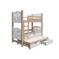 ETAGENBETT LEONE mit Bettkasten 80x180 cm Kieferfarben - Weiß/Kieferfarben, Holz (80/180cm) - MASSENO
