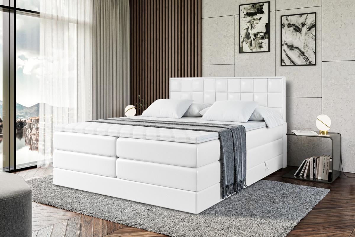 BOXSPRINGBETT ZAFIRA-BZ KING - 140 x 200 - H3/H4 - Weiß Hochglanz - Weiß Hochglanz, Holzwerkstoff (140/200cm) - ALTDECOR