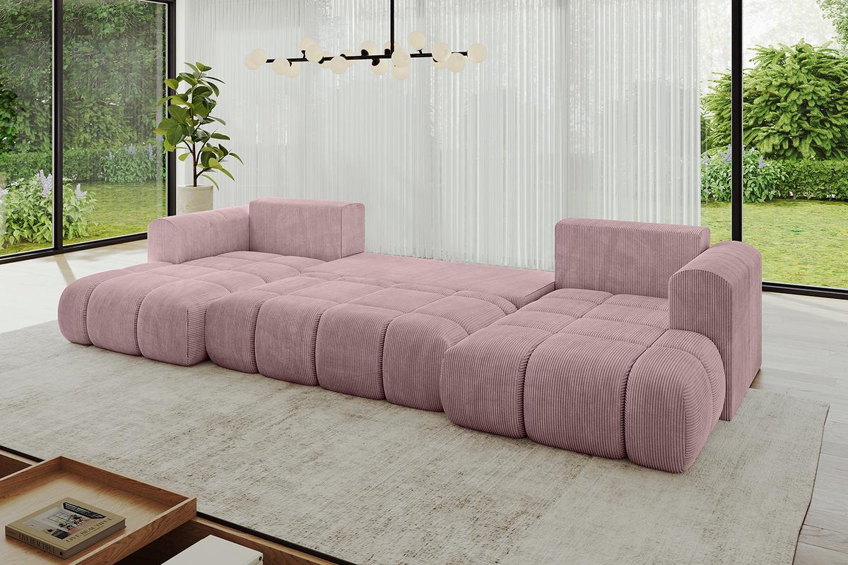 WOHNLANDSCHAFT CLOUD-U-v1 405x185x90 Rosa Cord - Rosa, Holzwerkstoff/Kunststoff (405/90/185cm) - ALTDECOR