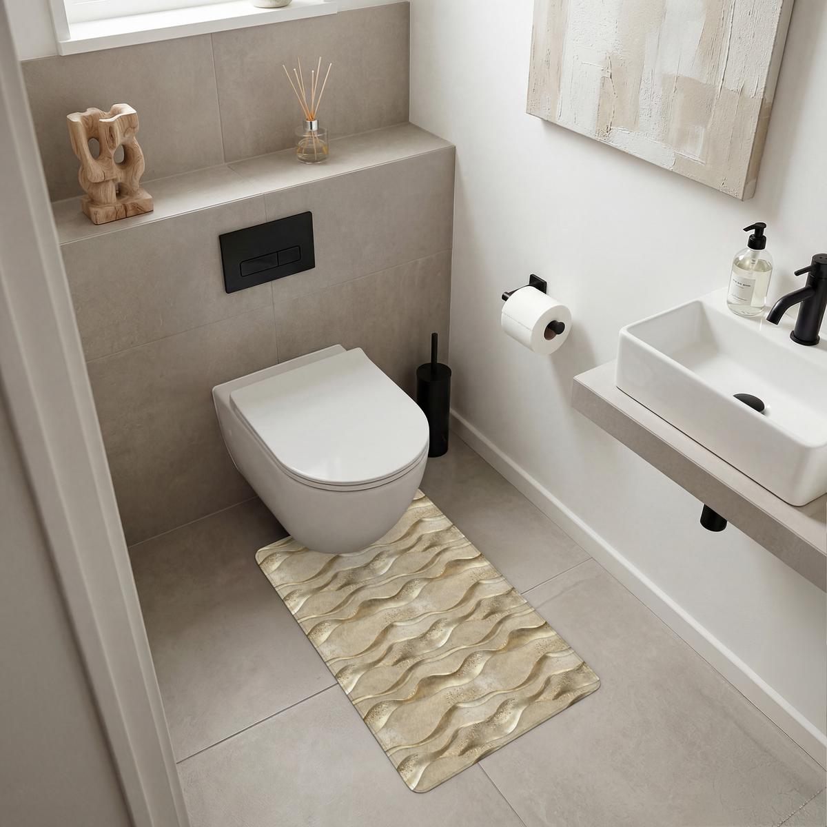 WC-VORLEGER Wellen - Muster - Gold WC Teppich 50x80 cm - Messingfarben, Textil (50/1cm) - OnlyWow