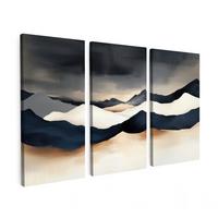LEINWANDBILD 3er Set Landschaft - Abstrakt - Modern 120x80 cm - Dunkelblau, Textil (120/80cm) - MuchoWow
